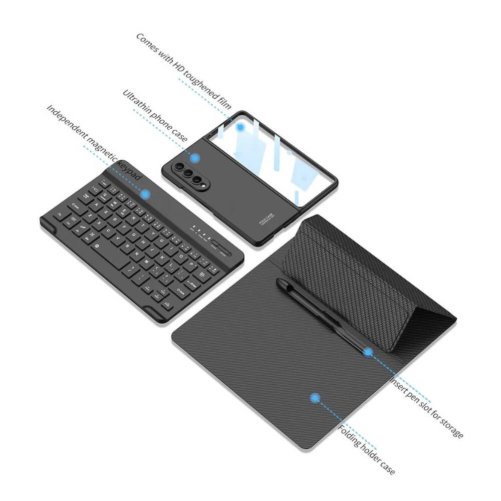 4-in-1 Wireless Keyboard Leather Magnetic Flip Case